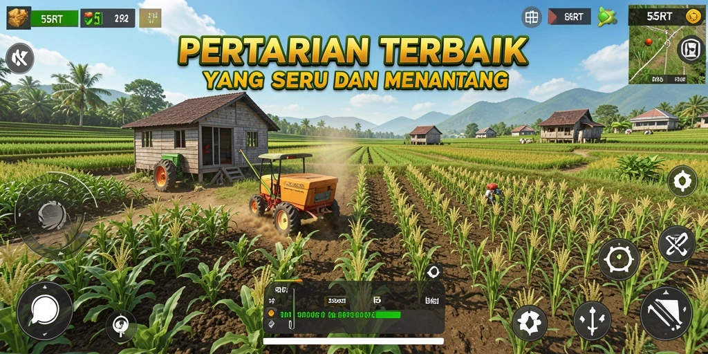 Gameplay seru 55RT dengan aktivitas pertanian.
