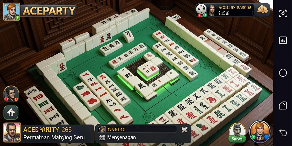 Screenshot menampilkan gameplay seru permainan Mahjong ACEPARTY.