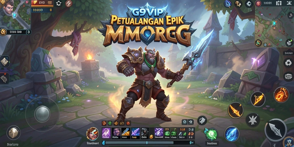 Tangkapan layar utama G9VIP menunjukkan aksi pertempuran yang dinamis dalam permainan MMORPG.