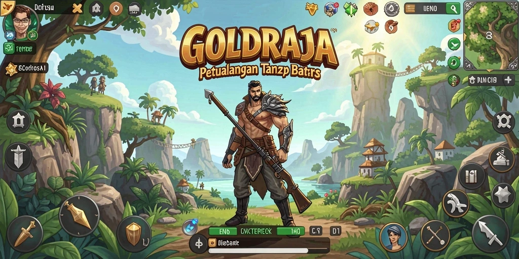 Screenshot gameplay <strong>GOLDRAJA</strong> menampilkan aksi seru di dunia terbuka.