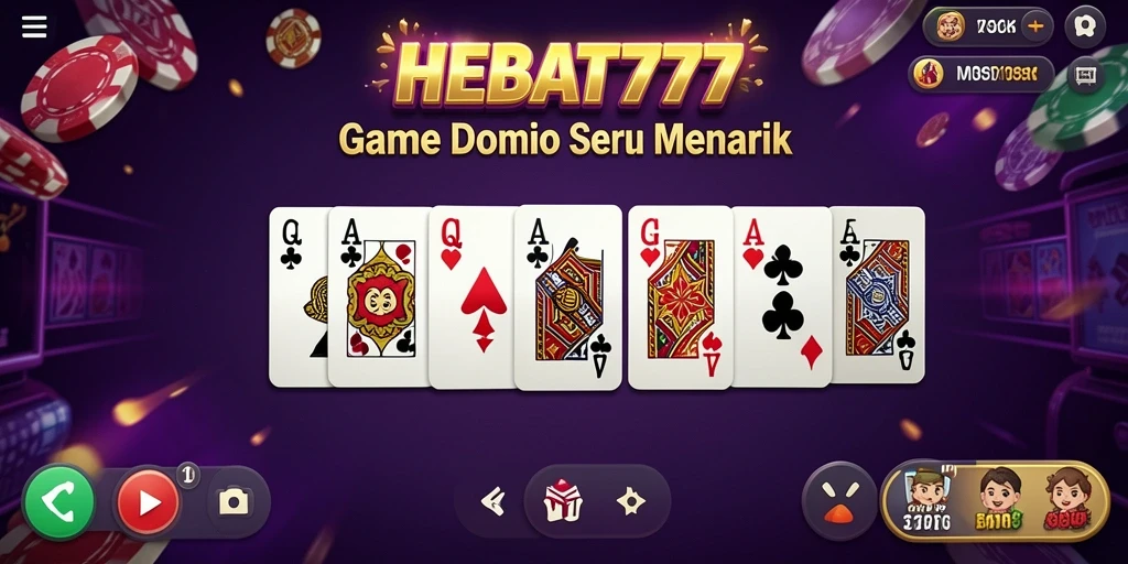 Screenshot utama HEBAT777 menampilkan serunya bermain Domino secara daring.