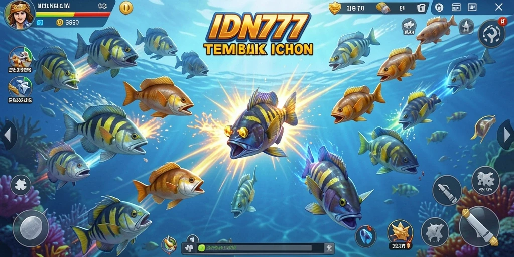 Tampilan gameplay seru dan penuh warna dalam IDN777, nikmati keseruan Tembak Ikan.