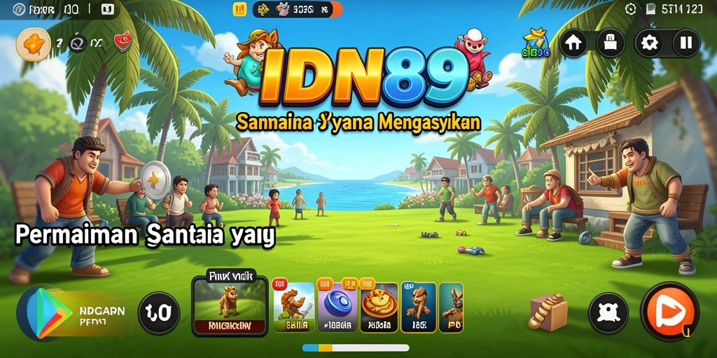 Tampilan gameplay menarik dari IDN89 dengan berbagai karakter berwarna.