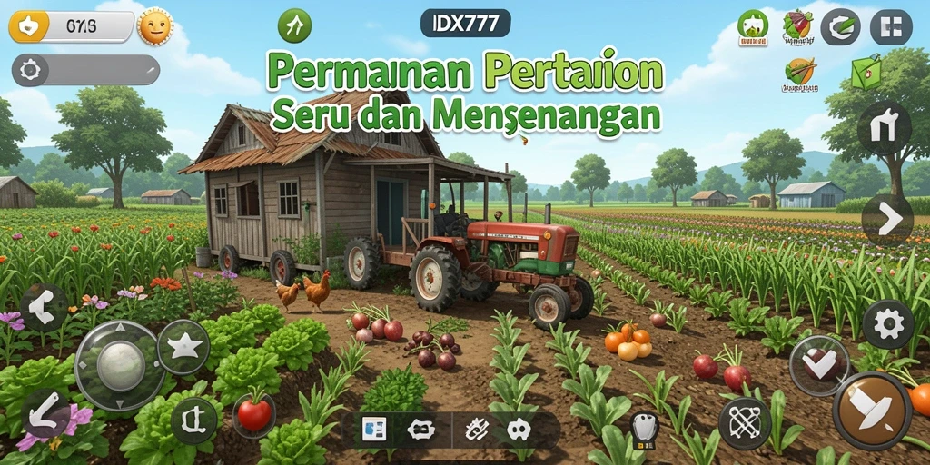 Tampilan gameplay seru di IDX777 dengan aktivitas pertanian yang menarik.