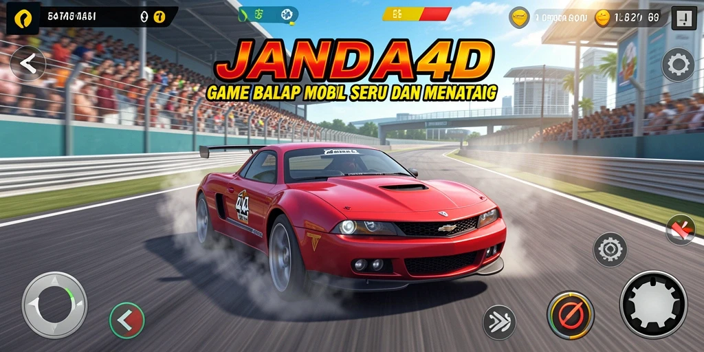 Tampilan gameplay JANDA4D saat balapan mobil penuh aksi.