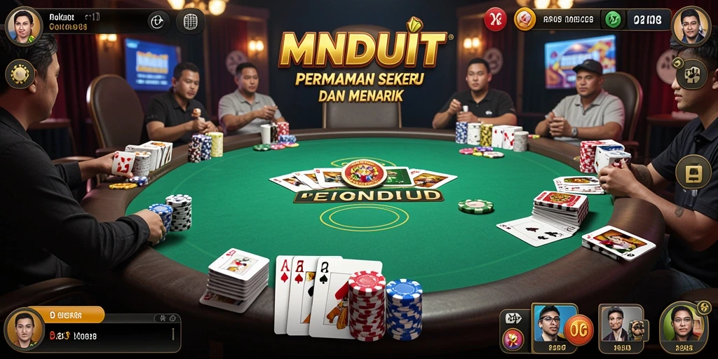 Screenshot gameplay MNDUIT menampilkan suasana poker yang mendebarkan.