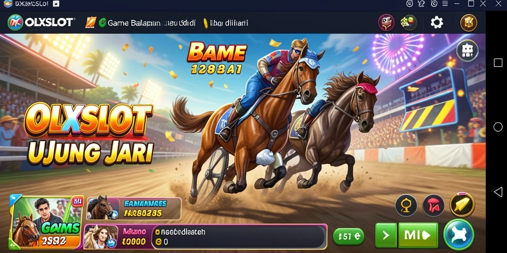 Tangkapan layar gameplay <strong>OLXSLOT</strong> menampilkan balapan yang menegangkan dan grafik yang memukau.