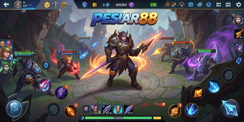 Screenshot PESIAR88 menunjukkan aksi epik dalam permainan MOBA.