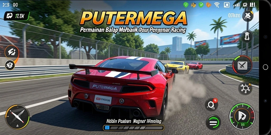 Screenshot PUTERMEGA menampilkan aksi balap yang mendebarkan dan grafis yang indah.