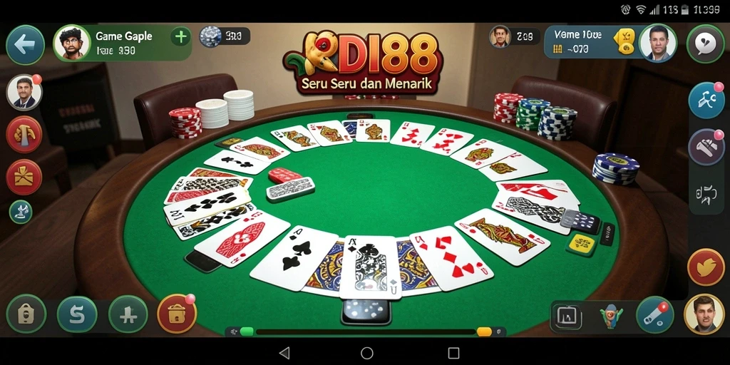 Gameplay seru Gaple di RDI88 dengan pemain aktif.