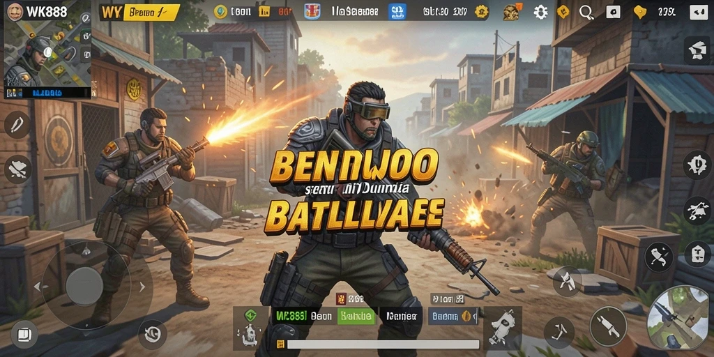 Tampilan aksi gameplay seru dalam WK888 Battle Royale.